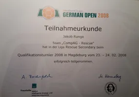 RoboCup German Open 2008: certificate of participation