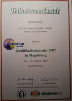 RoboCup Junior 2007: certificate of participation