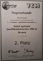 RoboCupJunior 2006: certificate of qualification