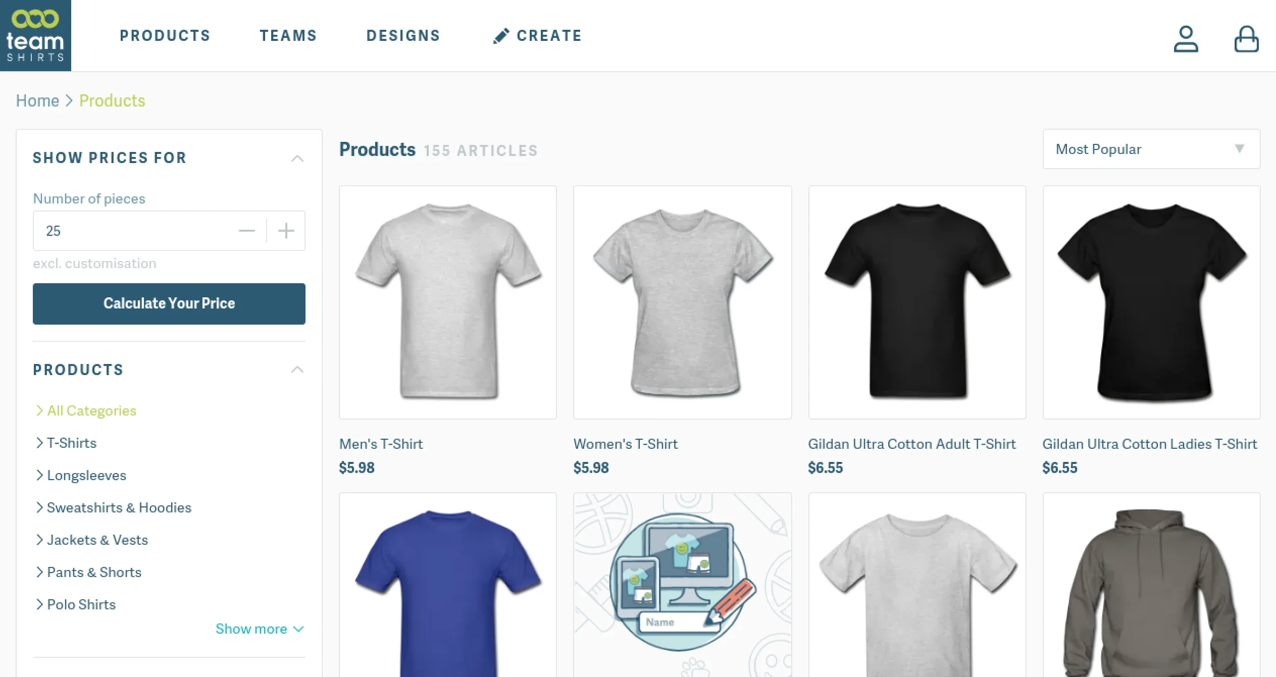 Screenshot from 2022-05-13 of the product list page