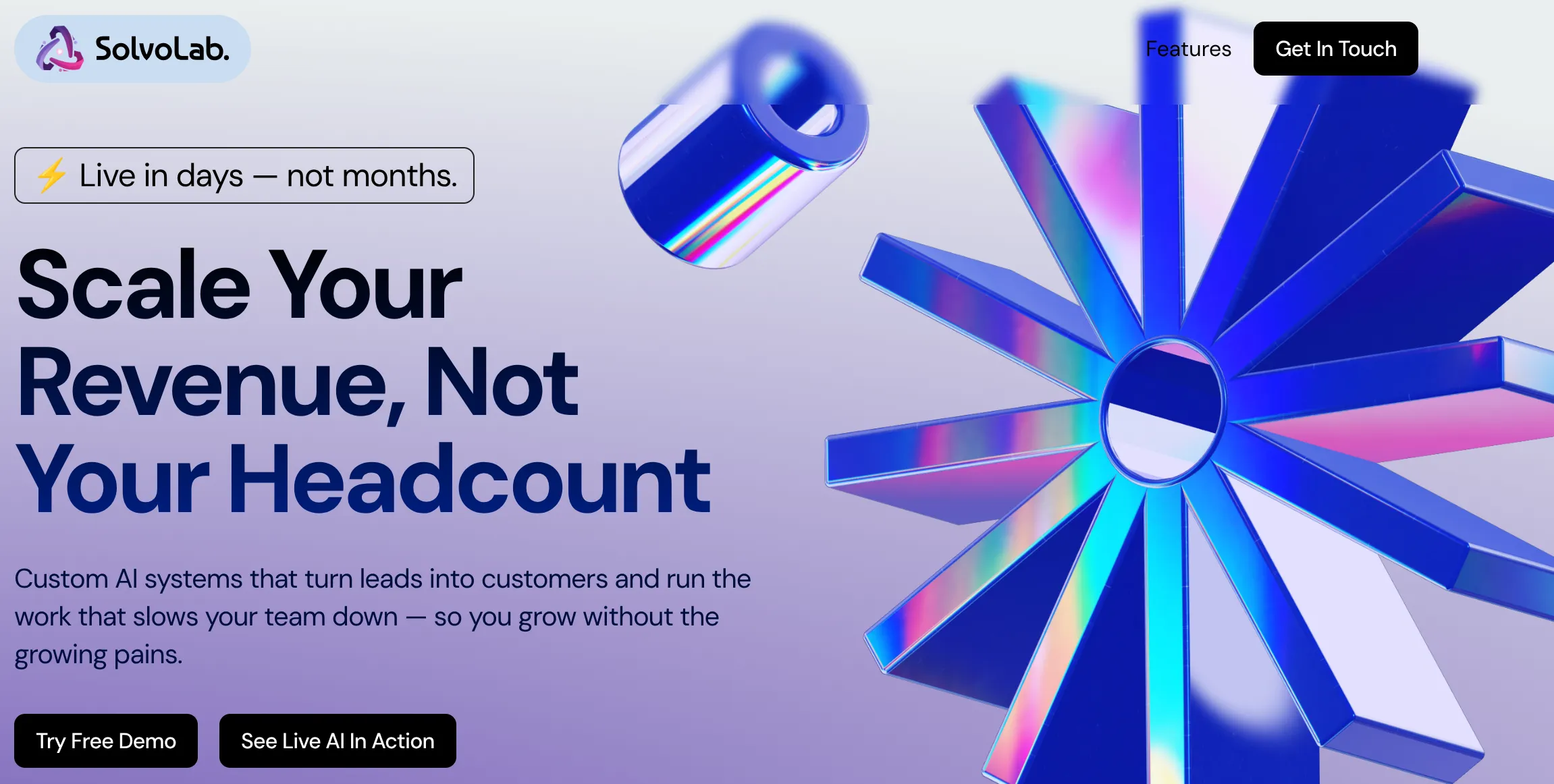 Screenshot of the solvolab.com website taken 2026-01-21.