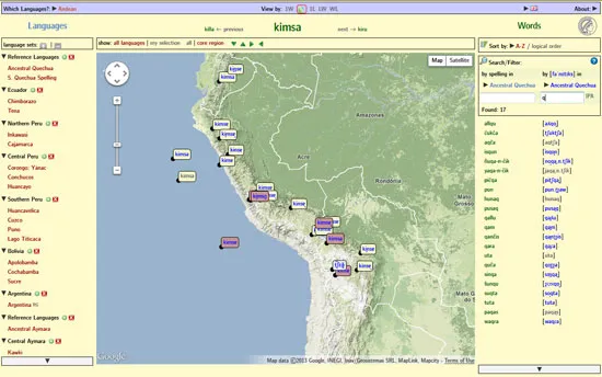 Screenshot of the initial release of the soundcomparisons website